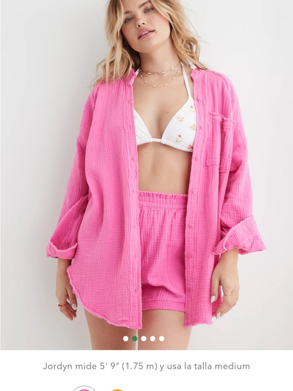 aerie Bright Pink Gauzy Cotton cover up size xs